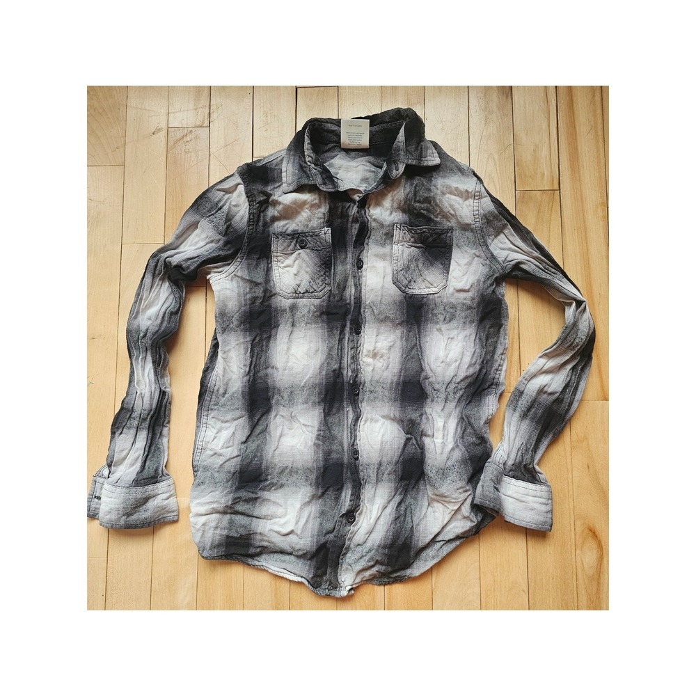 Thereabouts Boys XL 18-20 Black Grey Plaid Long Sleeve Button Down Shirt